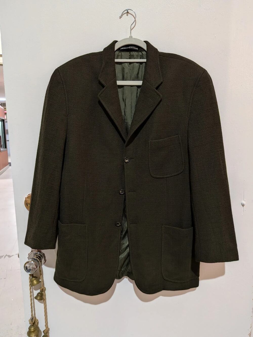 Vintage 90s Linea Due Textured Blazer Jacket In Dark Green, Size M